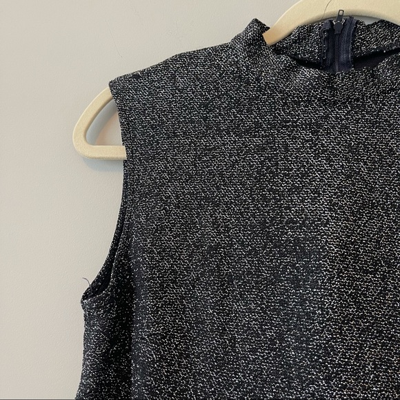 Black w/ Silver Sleeveless Turtleneck Top - Picture 11 of 12